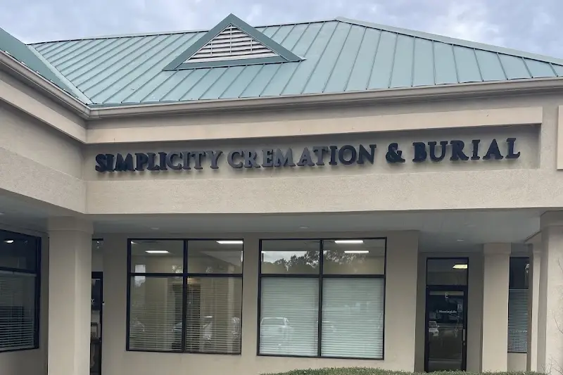 The Simplicity Cremation & Burial storefront on Sherington Drive