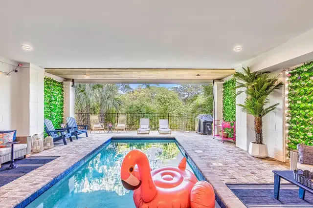 Pool of this home near Bradley Beach