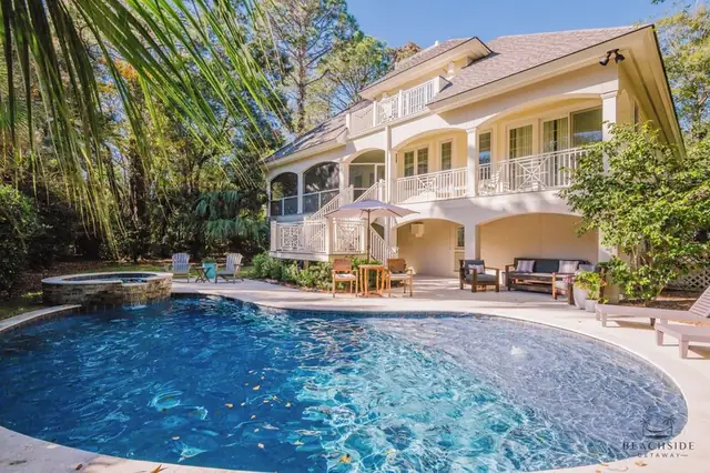 Pool of this home near Folly Field Beach
