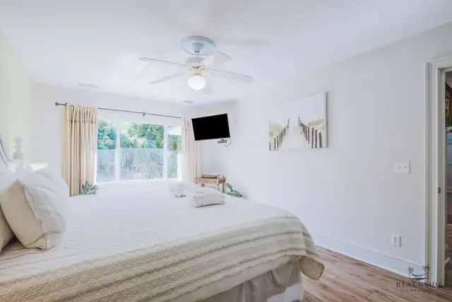 Bedroom of this home near Folly Field Beach