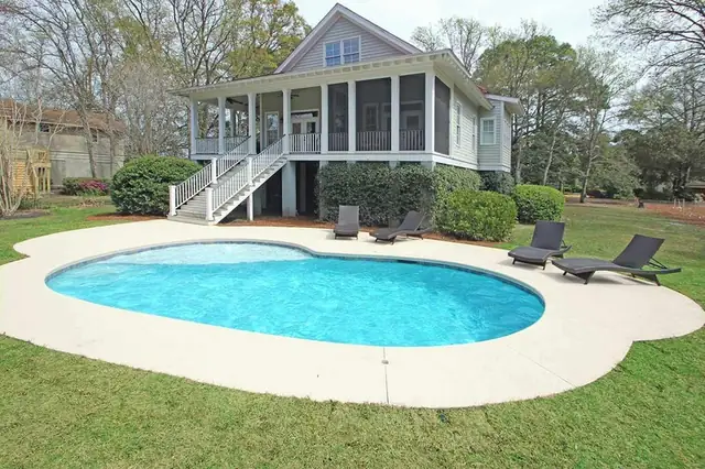 Pool of this home near Folly Field Beach