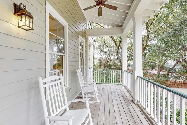 Balcony of this home near Folly Field Beach