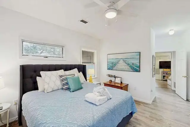 Bedroom of this home near Folly Field Beach