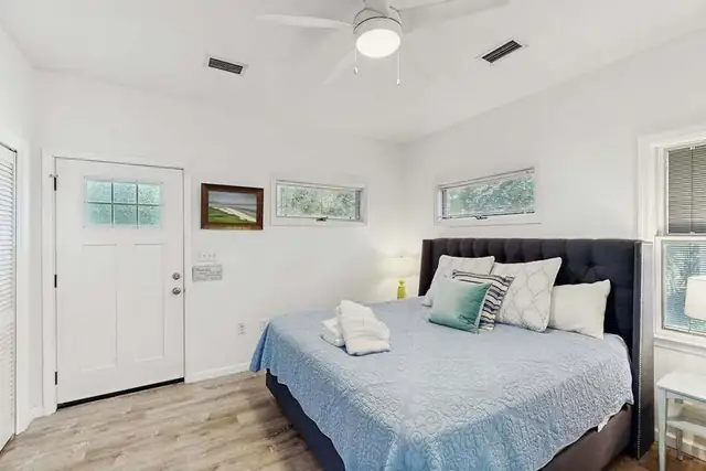 Bedroom of this home near Folly Field Beach