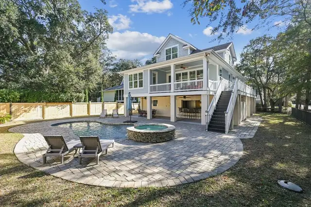 Pool of this home near Folly Field Beach