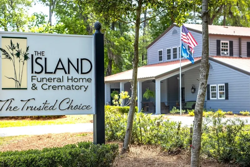 The entrance to The Island Funeral Home & Crematory on Cardinal Road