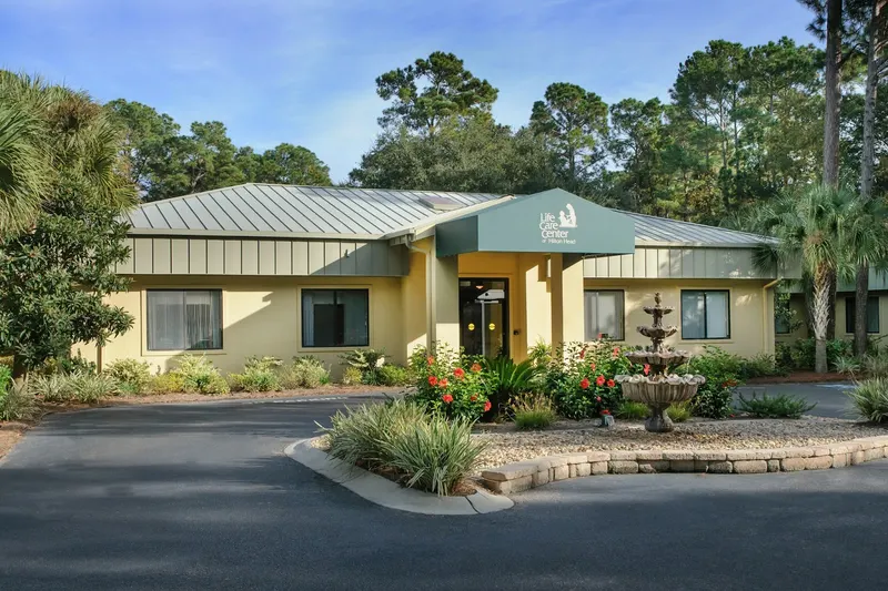 The entrance and fountain at Life Care Center of Hilton Head