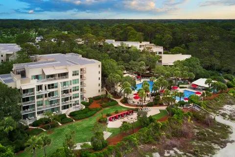 An aerial view of Marriott’s Monarch at Sea Pines