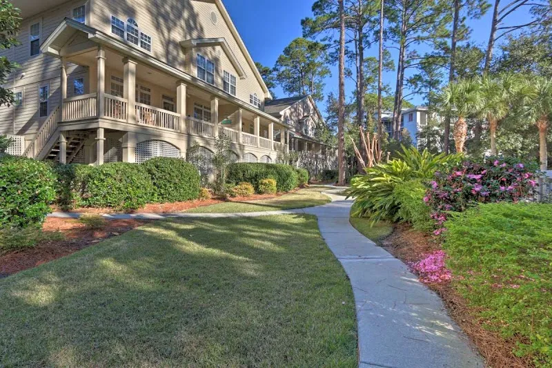 Villa buildings and a walkway at The Lyons in Port Royal Village, Hilton Head Island