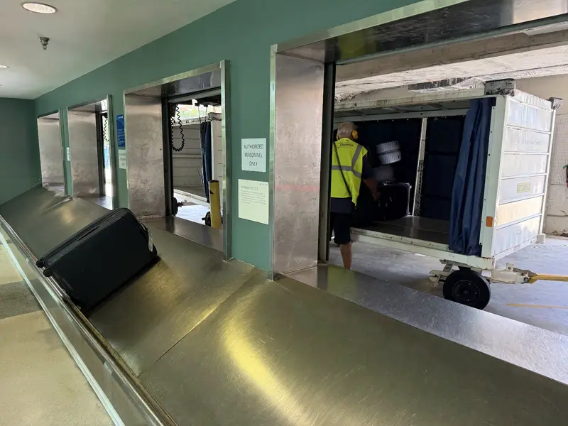 Baggage claim at Hilton Head Island Airport, where the rental car counters are