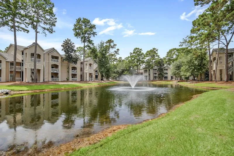 Buildings and a fountain pond at Summer House on Marshland Road, Hilton Head Island