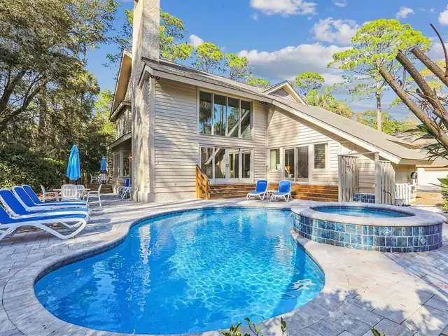 Outside of this home in Sea Pines