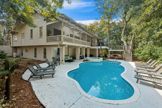 Outside of this home in Sea Pines