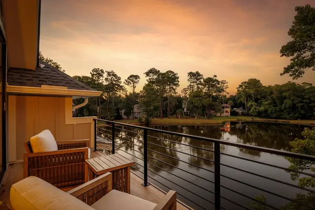 Balcony over the lagoon of this home in Sea Pines