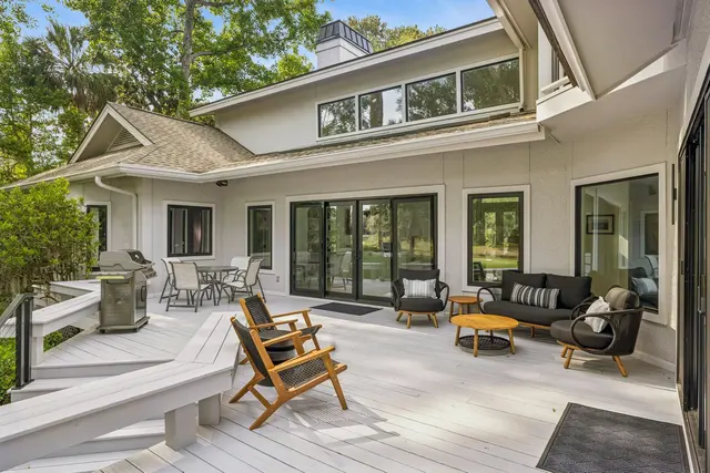 Outdoor living space of this home in Sea Pines