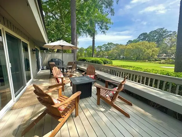 Balcony of this home in Sea Pines