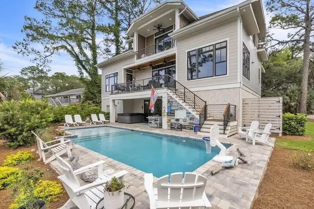 Outside of this home in Sea Pines