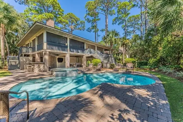 Outside of this home in Sea Pines