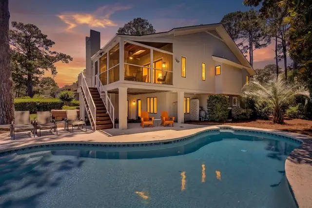 Outside of this home in Sea Pines