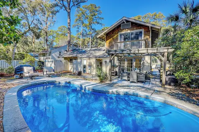 Outside of this home in Sea Pines