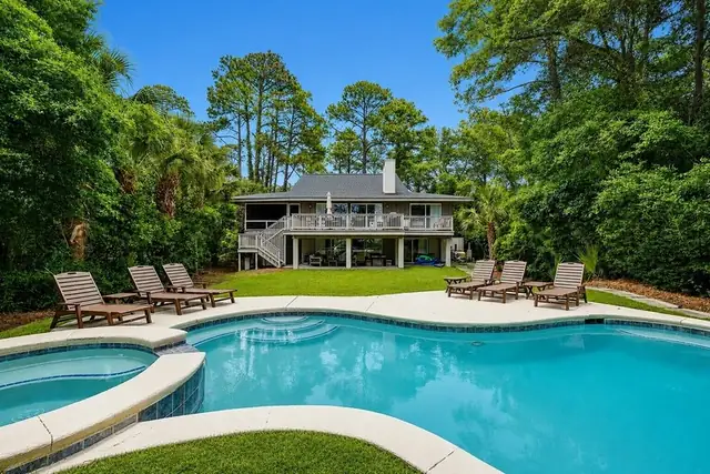 Outside of this home in Sea Pines