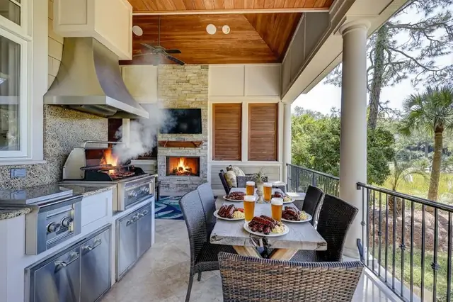 Outdoor kitchen of this home in Sea Pines