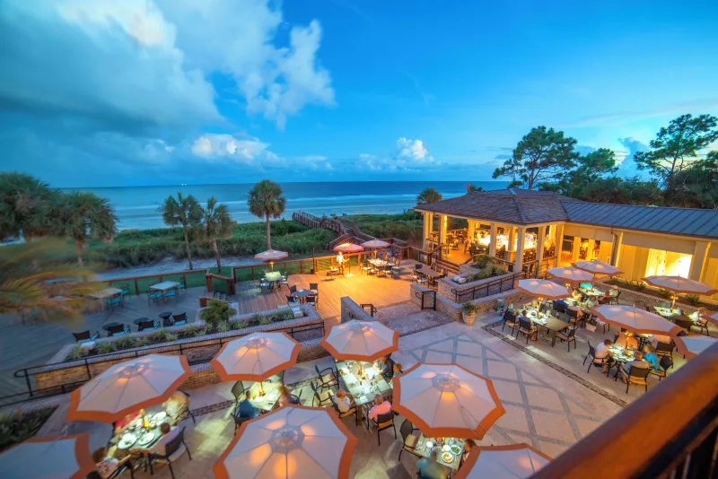 Oceanfront deck near Beachside Tennis Villas at dusk
