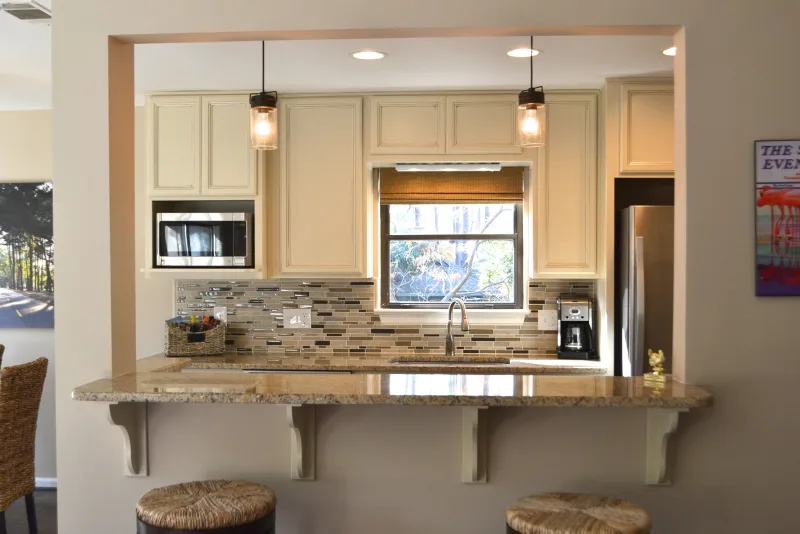 Kitchen and breakfast bar in a Lighthouse Tennis Villas unit