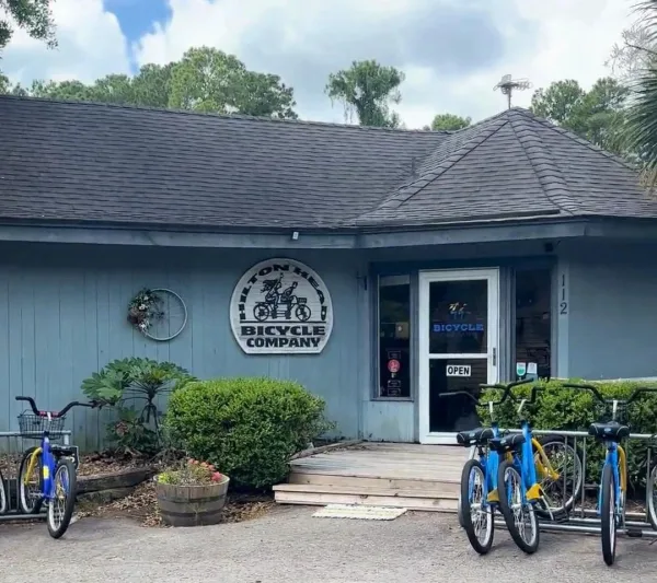 The Hilton Head Bicycle Company shop on Arrow Road with bikes parked outside