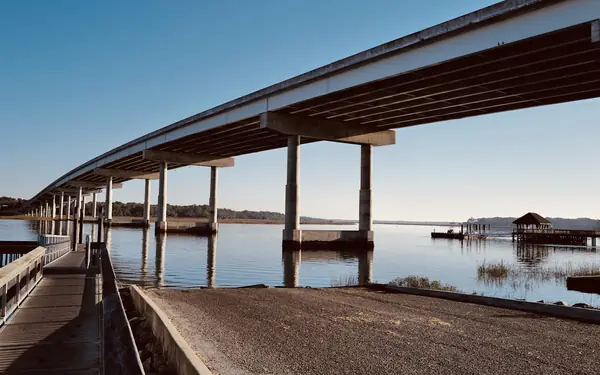 The Cross Island boat ramp running down to Broad Creek under the long parkway bridge